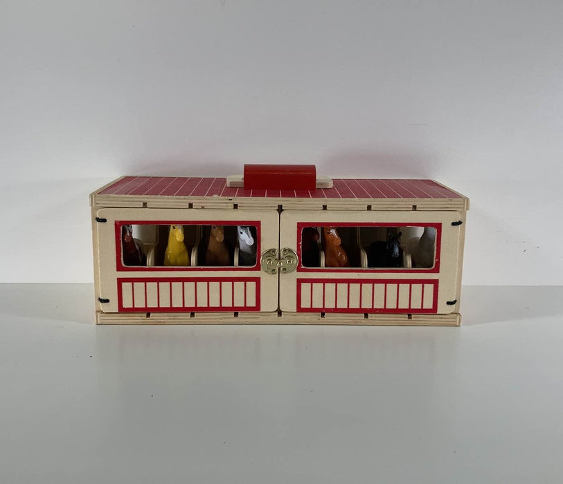 secondhand Melissa & Doug Take Along Show Horse Stable Play Set