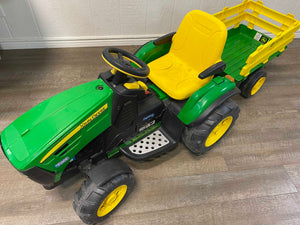 Peg Perego 12V John Deere Ground Force Tractor with Trailer Powered Ride-On  - Green