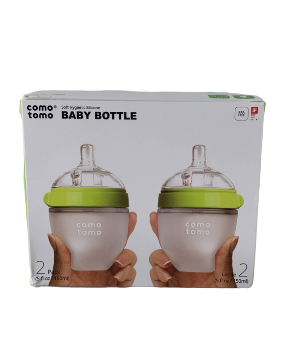 used Comotomo Bottles, 2 Pack, Green, 5oz