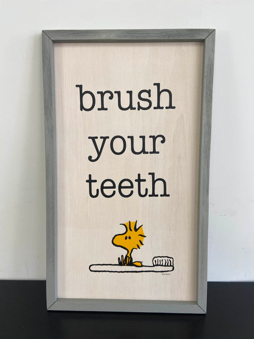 used Pottery Barn Kids Peanuts Bathroom Art, Brush Your Teeth