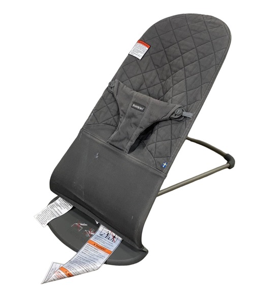 used BabyBjorn Bouncer Bliss, Dark Gray Frame, Anthracite Cotton Classic Quilt