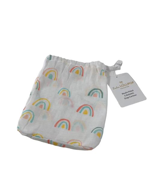 secondhand LouLou Lollipop Fitted Crib Sheet, Pastel Rainbow