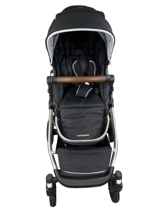 secondhand Mockingbird Single to Double Stroller, 2022, Silver with Penny Leather, Watercolor Drops, Black