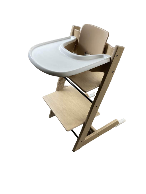 used Stokke Tripp Trapp High Chair with Baby Set and Tray, Oak Natural, White