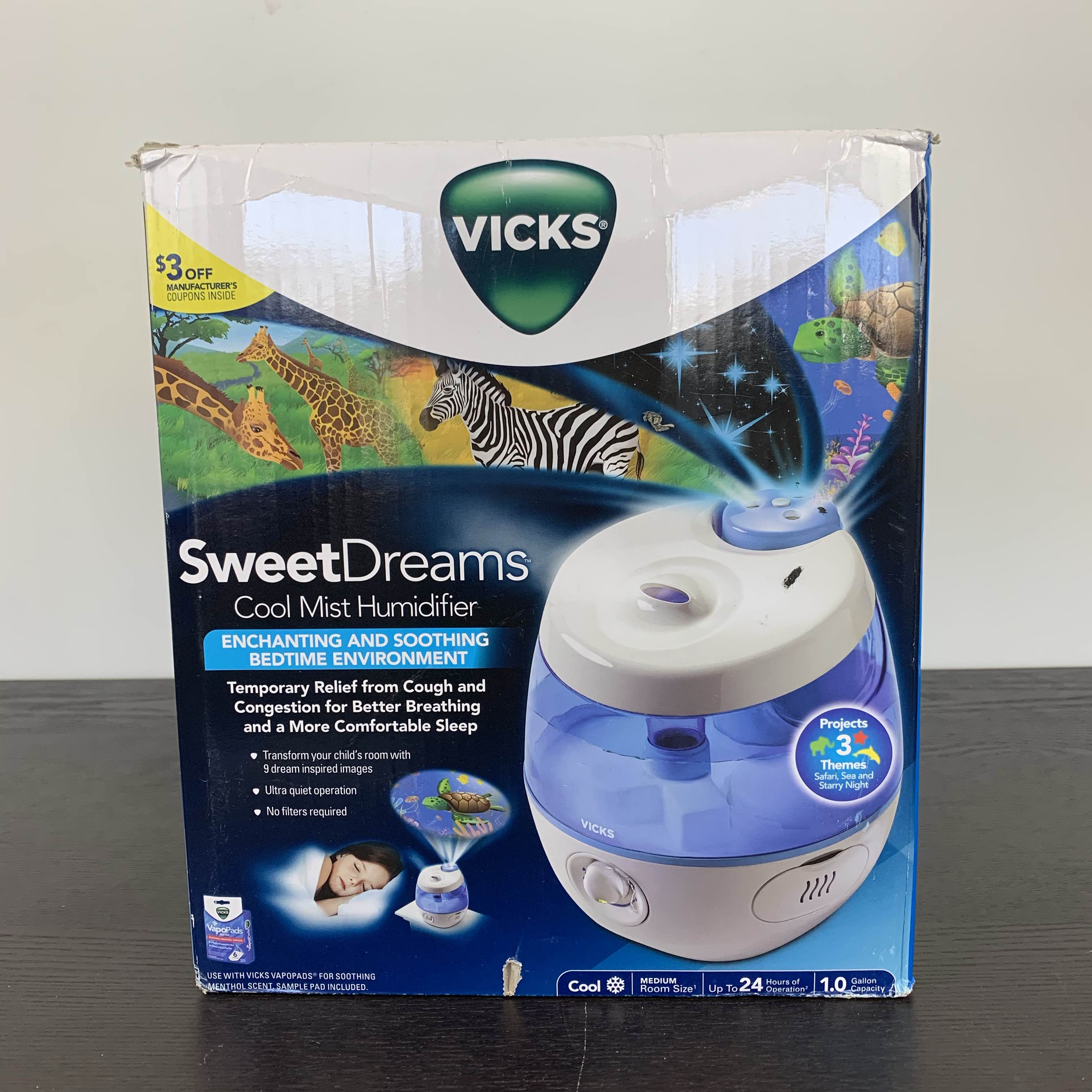 Vicks Sweet Dreams Cool Mist Humidificador, proyector para bebés