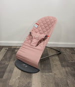 used BabyBjorn Bouncer Bliss, Dark Gray Frame, Dusty Pink Cotton Classic Quilt