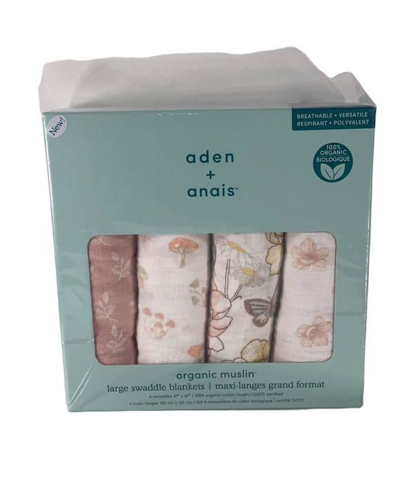 used Aden + Anais Large Cotton Muslin Swaddle, 4 Pack