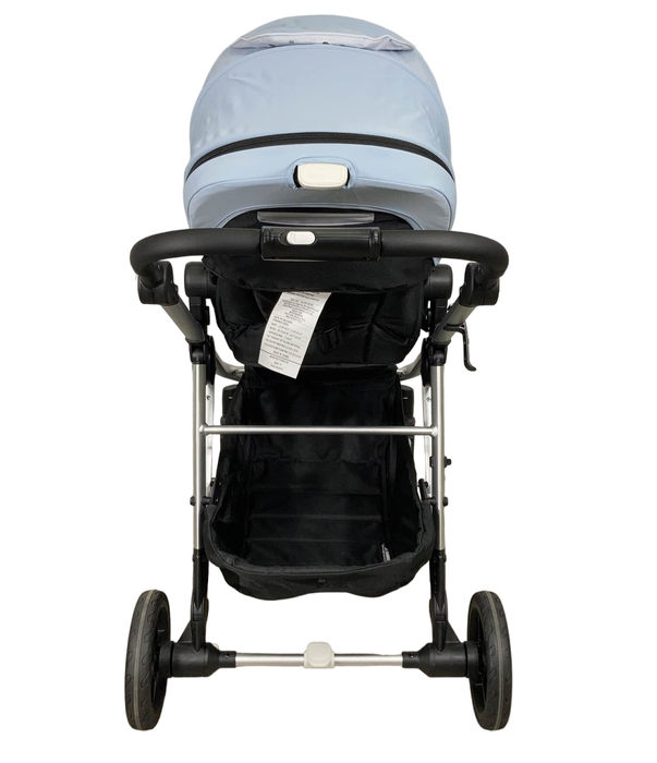 Mockingbird Single to Double Stroller, 2022, Silver with Black Leather, Watercolor Drops, Sky