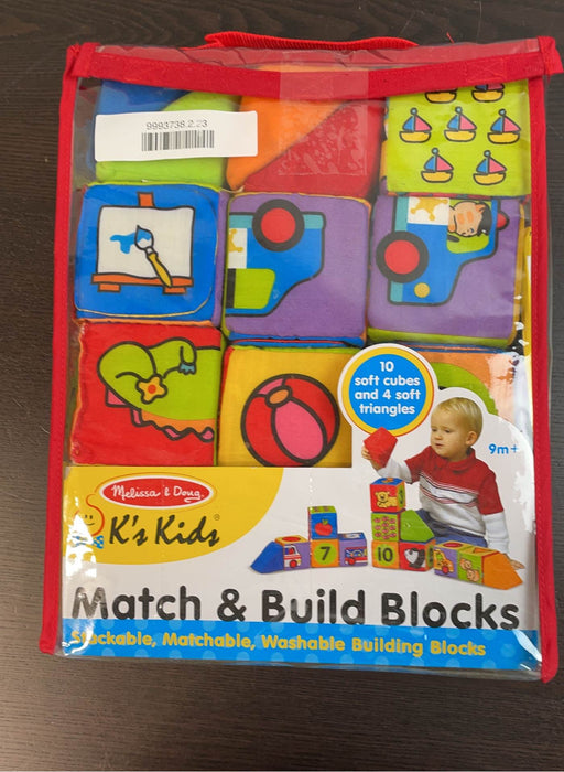 used Melissa & Doug K’s Kids Match & Build Soft Blocks