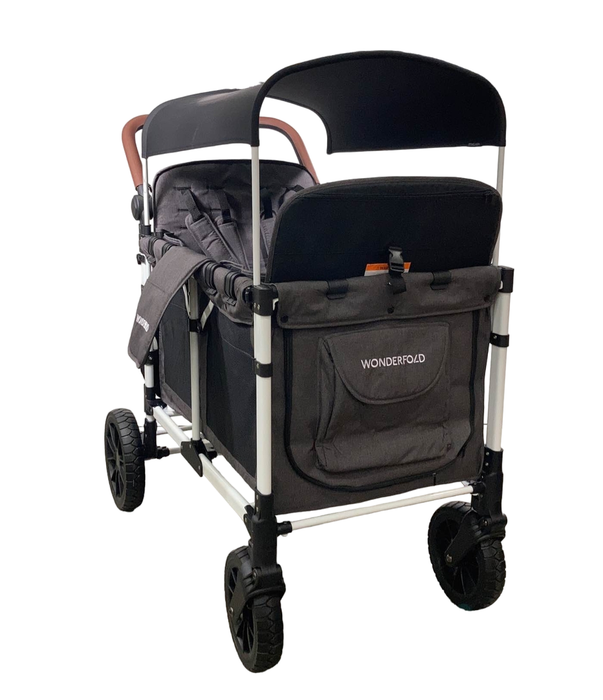 used Wonderfold W4 Luxe Quad Stroller Wagon, 2023, Charcoal Grey with White Frame