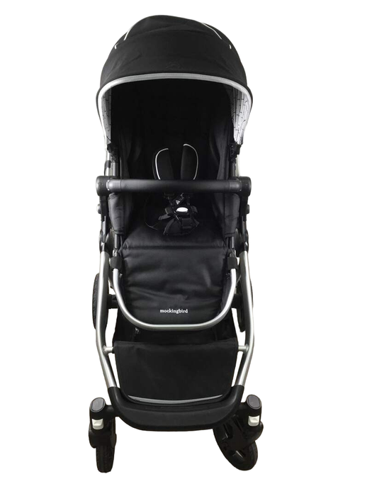 secondhand Mockingbird Single to Double Stroller, 2022, Silver with Black Leather, Windowpane, Black