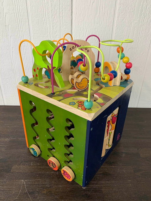 used B. Toys Zany Zoo Wooden Activity Cube