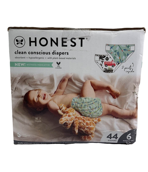 used Honest Company Club Box Diapers, Size 6, 44 Count, Big trucks/ this way that way