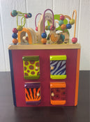 used B. toys Zany Zoo Wooden Activity Cube