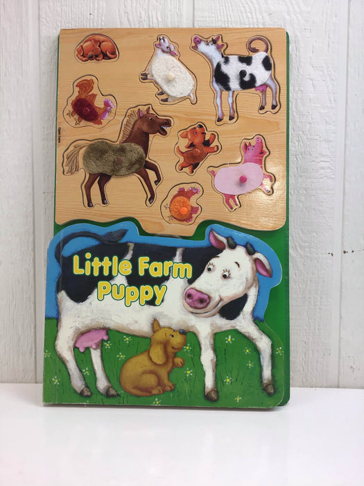 used Little Farm Puppy Wooden Peg Puzzle And Book