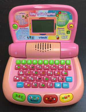 Lot of 2 vtech Tote N Go Laptop Learning System Toys Preschooler Orange &  Pink