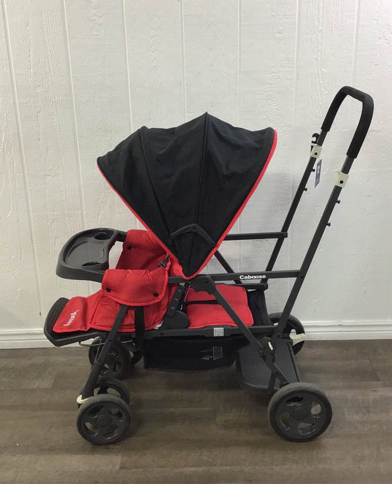 secondhand Joovy Caboose Graphite Stand-On Tandem Stroller, 2019, Red