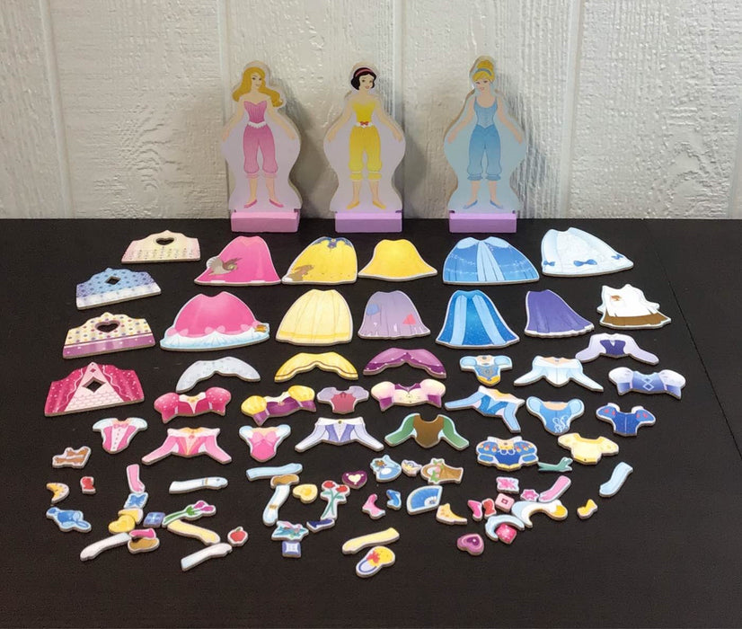 used Melissa & Doug Disney Princess Deluxe Wooden Magnetic Dress-Up Set