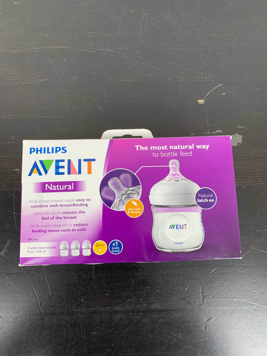 secondhand Philips Avent Natural Baby Bottles, 3 Pack