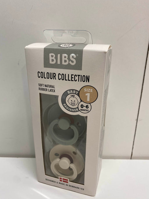 used Bibs 2-Pack Pacifiers, Size 1 Round Nipple Sage/Ivory