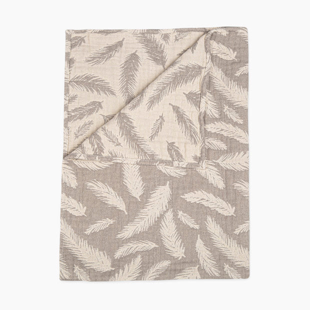 used Crane Baby Cotton Muslin Jacquard Blanket, Grey Feather