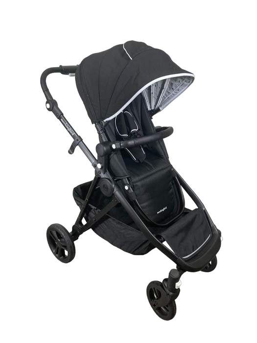 used Mockingbird Single to Double Stroller, 2022, Matte Black with Matte Black Leather, Watercolor Drops, Black