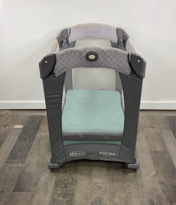 secondhand Graco Travel Lite Crib, Gray