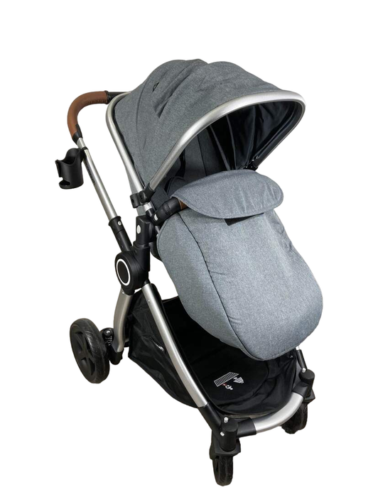 secondhand Mompush Ultimate 2 Baby Stroller, Grey with Silver Frame