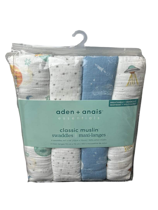 used Aden + Anais Essentials Cotton Muslin Swaddle, 4pk, Space Explorers