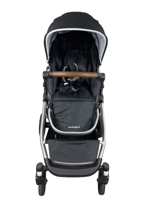 secondhand Mockingbird Single to Double Stroller, 2022, Silver with Penny Leather, Watercolor Drops, Black