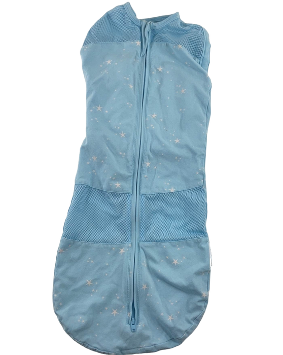 used Happiest Baby Sleepea Swaddle, Medium, Sky Blue Stars