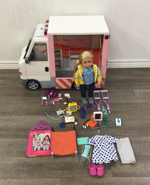 used Our Generation Rescue Ambulance Playset, With Doll