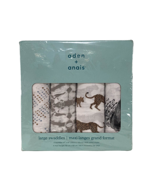 used Aden + Anais Large Cotton Muslin Swaddle, 4 Pack