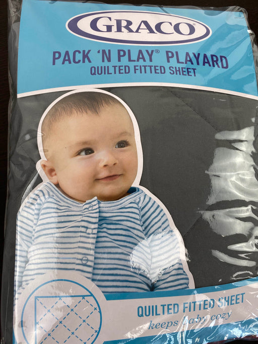 used Graco Quilted Pack N Play Playard Sheet, Stone Gray