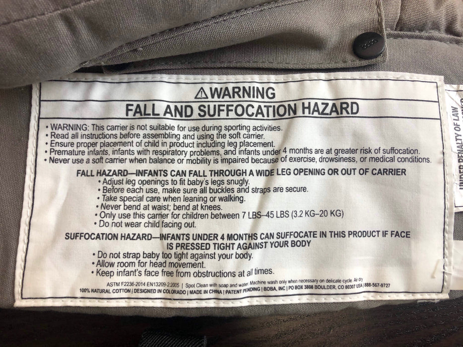 used Boba 4G Classic Multi-Position Baby Carrier