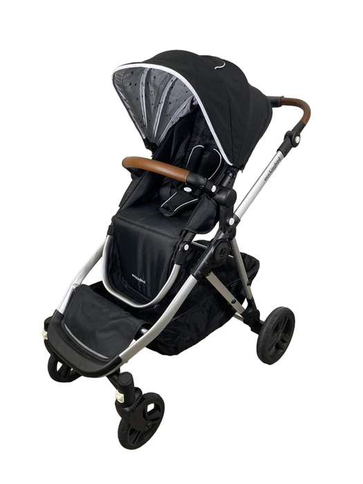 secondhand Mockingbird Single to Double Stroller, 2023, Silver with Black Leather, Watercolor Drops, Black