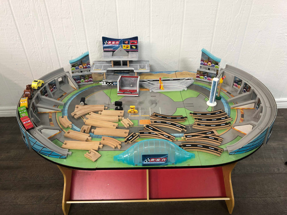 used KidKraft Disney Pixar Cars 3 Florida Speedway Train Table Racetrack