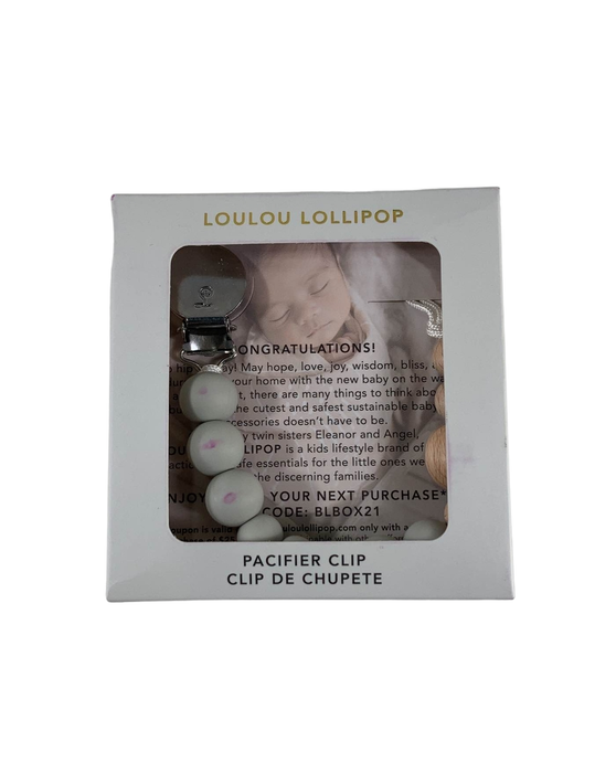 used LouLou Lollipop Pacifier Clip, Colour Block, Cool Grey