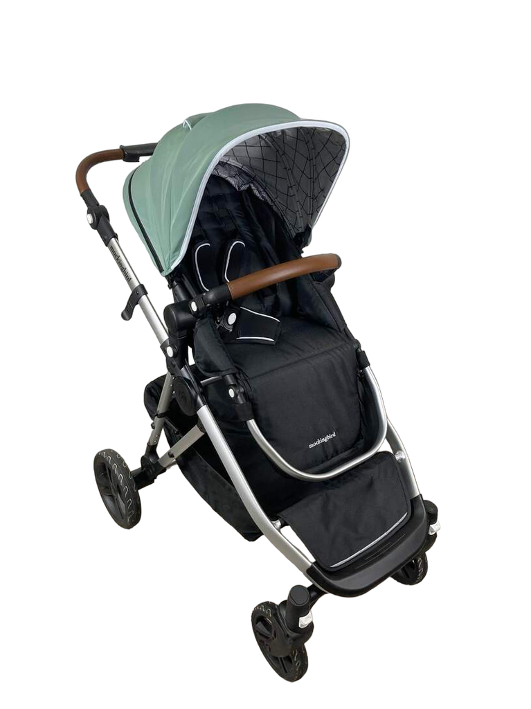 Mockingbird Single to Double Stroller, 2022, Silver with Penny Leather
