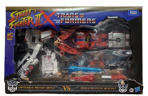 used Hasbro TransFormers Street Fighter IIX - Optimus Prime [RYU] vs Magatron [M BISON]