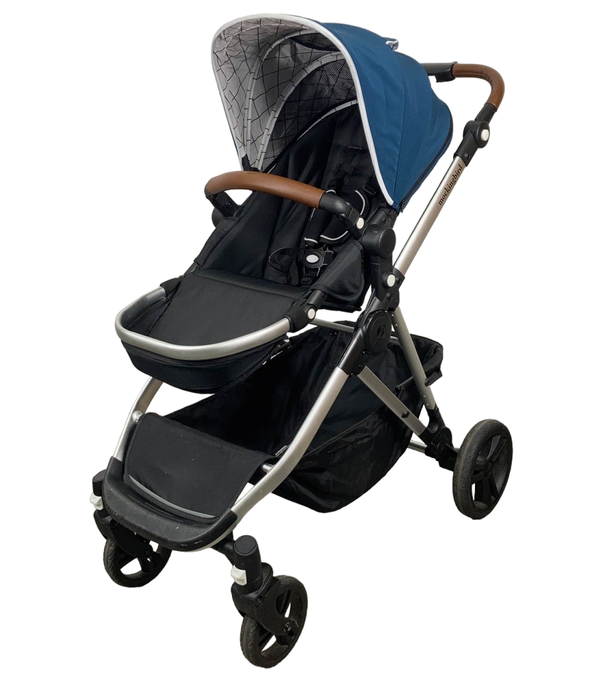 used Mockingbird Single to Double Stroller, Silver with Penny Leather, 2020, Windowpane, Sea