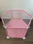 secondhand Outerdo Baby Playpen 6 Sides with Round Zipper Door, Pink