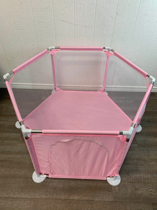 secondhand Outerdo Baby Playpen 6 Sides with Round Zipper Door, Pink