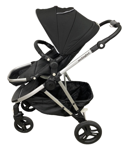 secondhand Mockingbird Single Stroller, 2022, Black, Windowpane, Silver With Black Leather