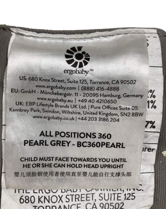 Ergobaby 360 All Positions Cotton Baby Carrier, Pearl Grey