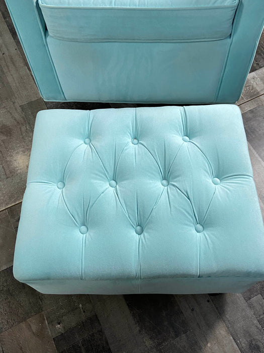 secondhand Classic Nursery Grand Glider And Ottoman, Tiffany Blue