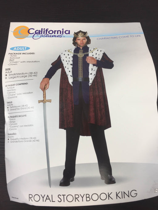 secondhand California Costumes Men's Royal Storybook King Costume, Size small/medium 38-42