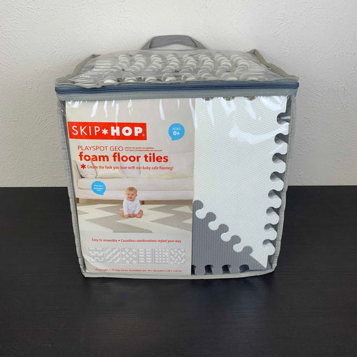 used Skip Hop Interlocking Foam Floor Tiles Playspot, Grey Cream