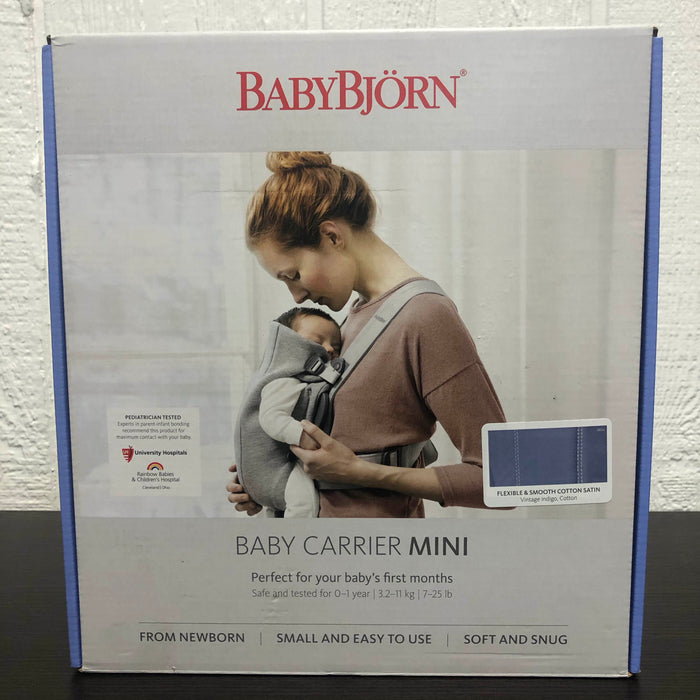 Shop BabyBjorn Baby Carrier Mini, Vintage Indigo, Cotton at GoodBuy Gear