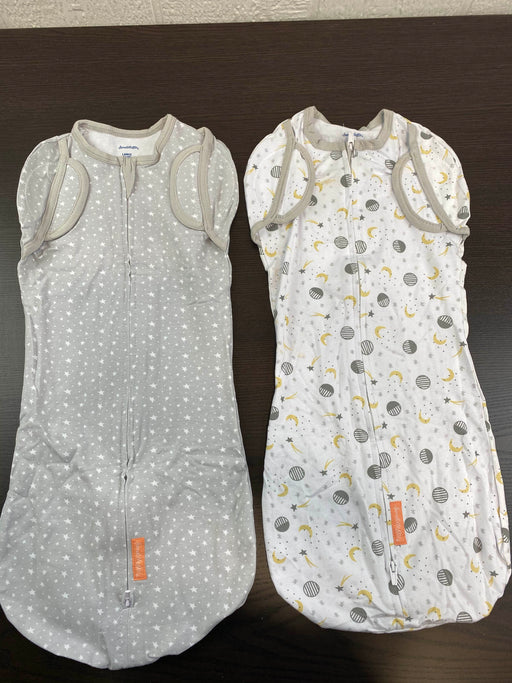 used SwaddleMe Arms Free Convertible Pod 2pk, Star Moon Large 4-6 months